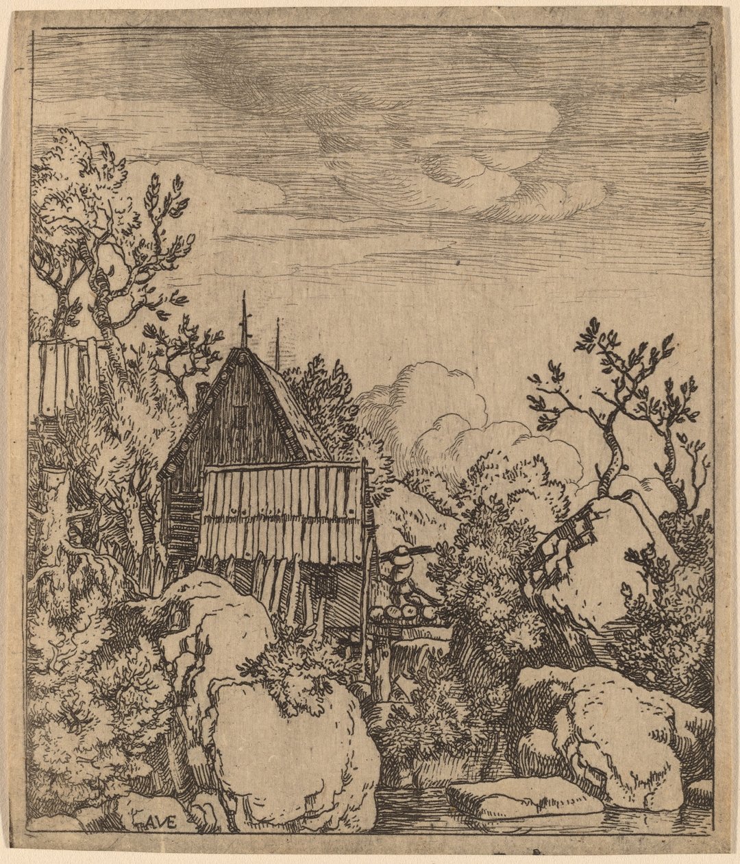 Man on a Small Wooden Bridge, probably c. 1645-1656 by Allart van Everdingen