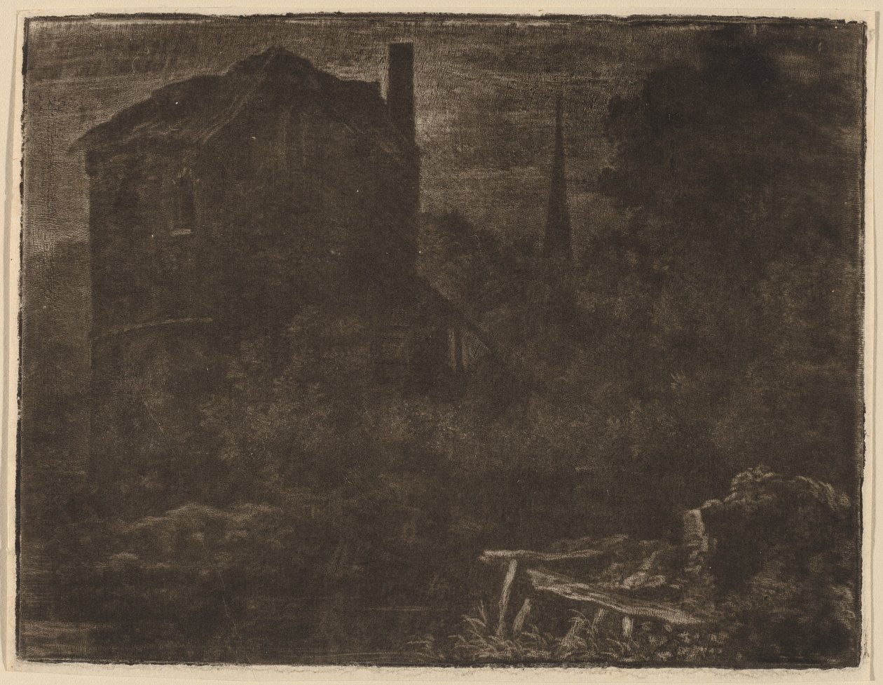 Nocturnal Landscape with House and Church Spire by Allart van Everdingen