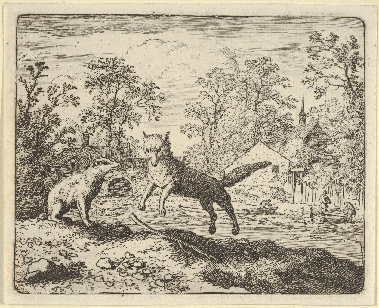 The Badger Imposes as Punishment to Jump Three Times Over a Stick on the Ground by Allart van Everdingen