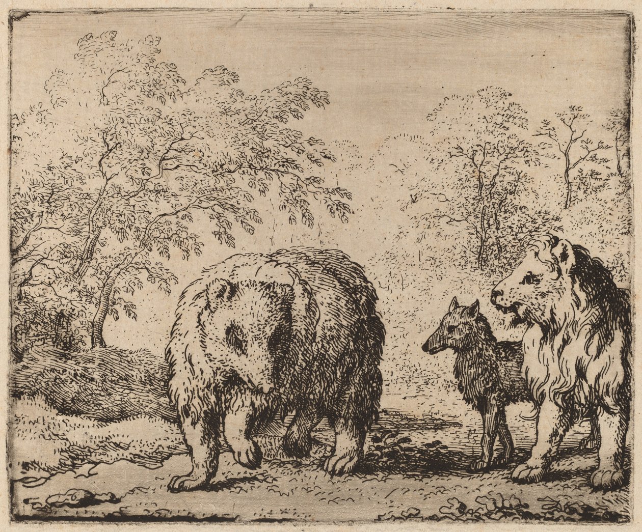 The Lion Frees the Bear and the Wolf by Allart van Everdingen