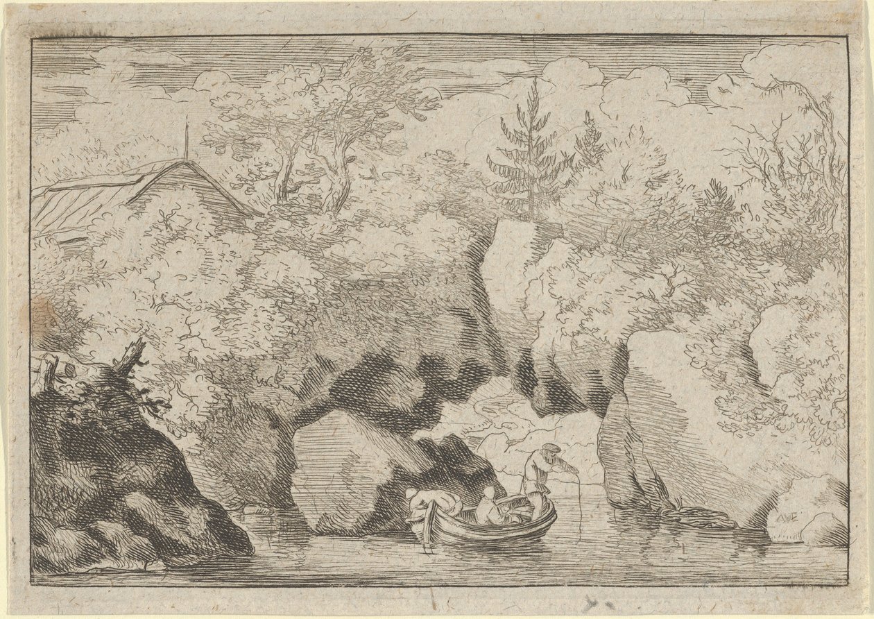 The Skiff near the Pierced Rock by Allart van Everdingen