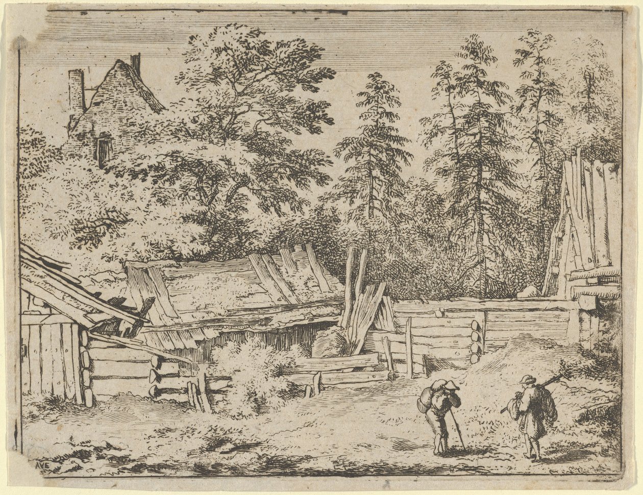 The Three Cottages, 17th century by Allart van Everdingen