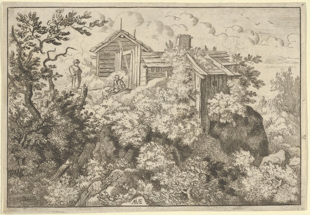 The Three Cottages on the Hill, 17th Century by Allart van Everdingen