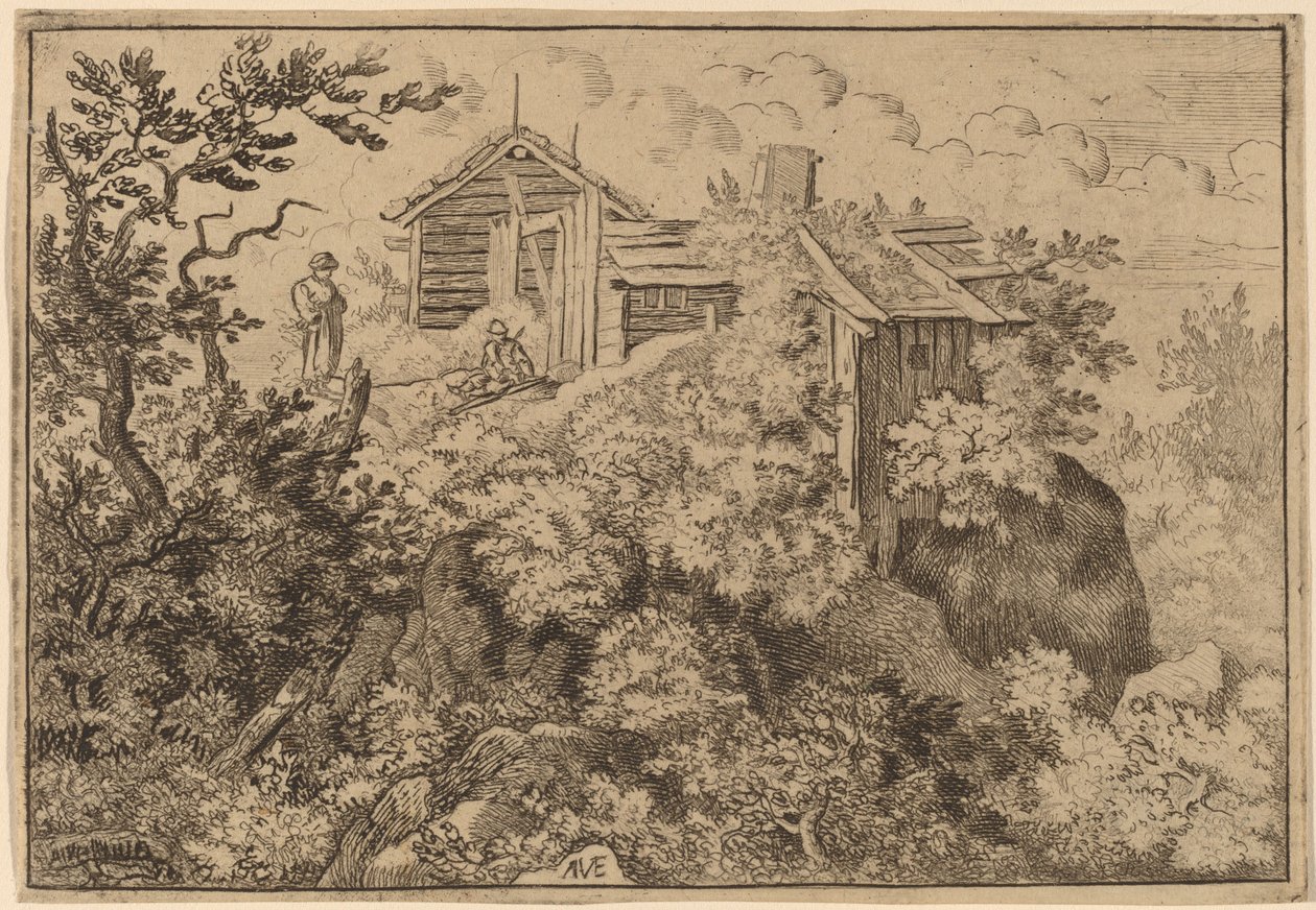 Three Cottages on a Rock, probably c. 1645-1656 by Allart van Everdingen