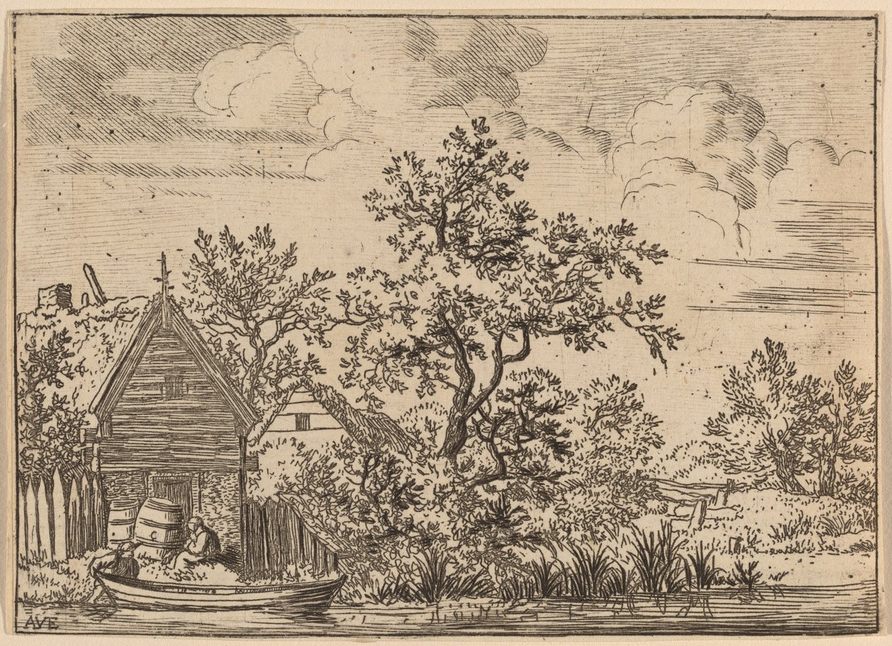 Two Casks in Front of a Cottage, probably c. 1645-1656 by Allart van Everdingen