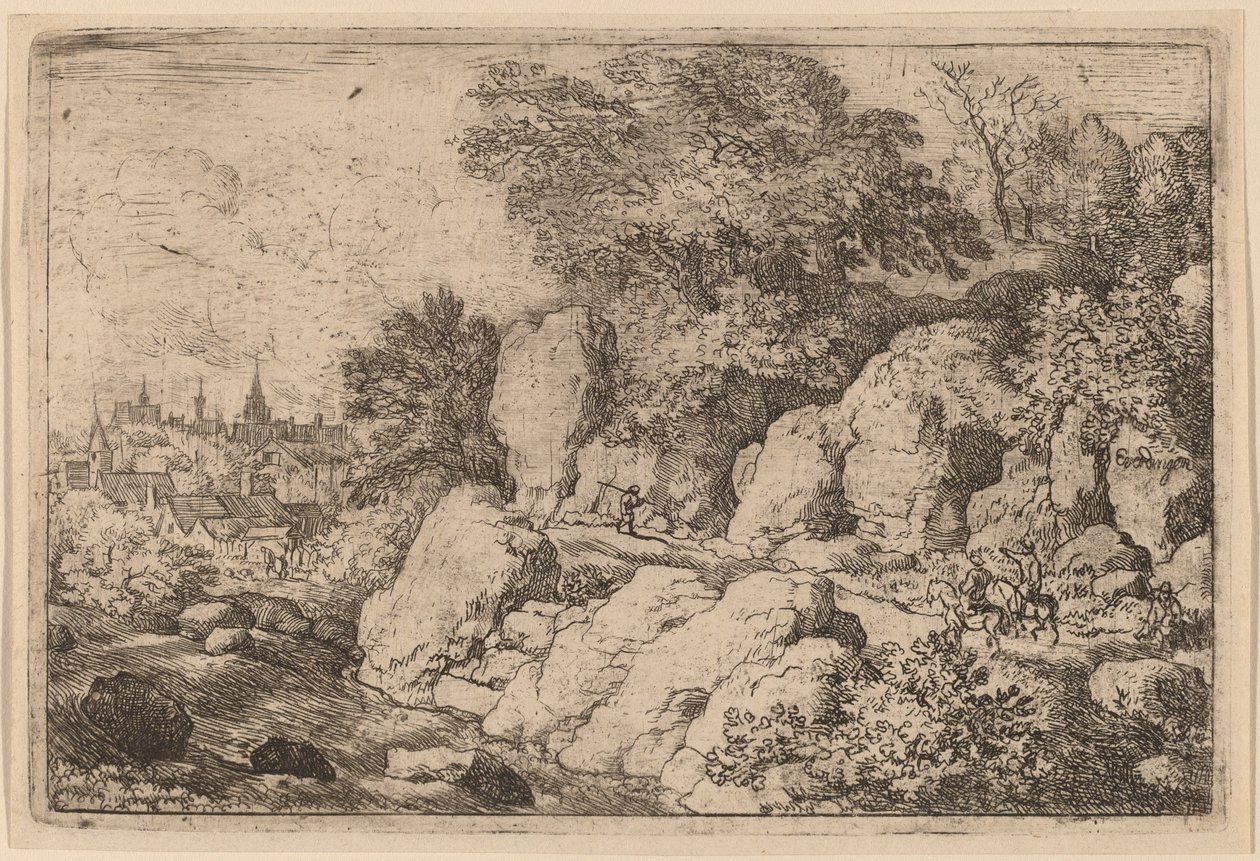 Two Horsemen on a Rocky Path by Allart van Everdingen