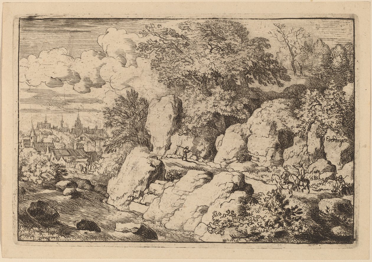 Two Horsemen on a Rocky Path by Allart van Everdingen