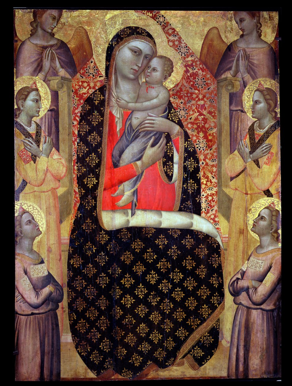 Madonna and child enthroned with six angels by Allegretto Nuzi