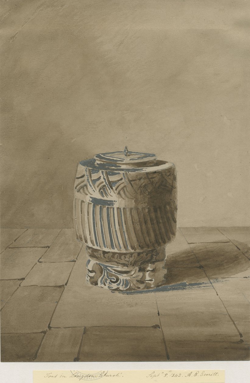 Font in Longdon Church by Allen Edward Everitt