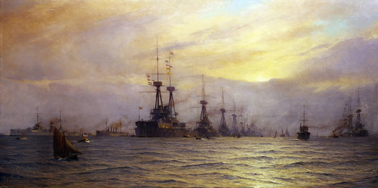 The arrival of the fleet for the review of the coronation of King George V of the United Kingdom, in 1911 by Alma Claude Burlton Cull