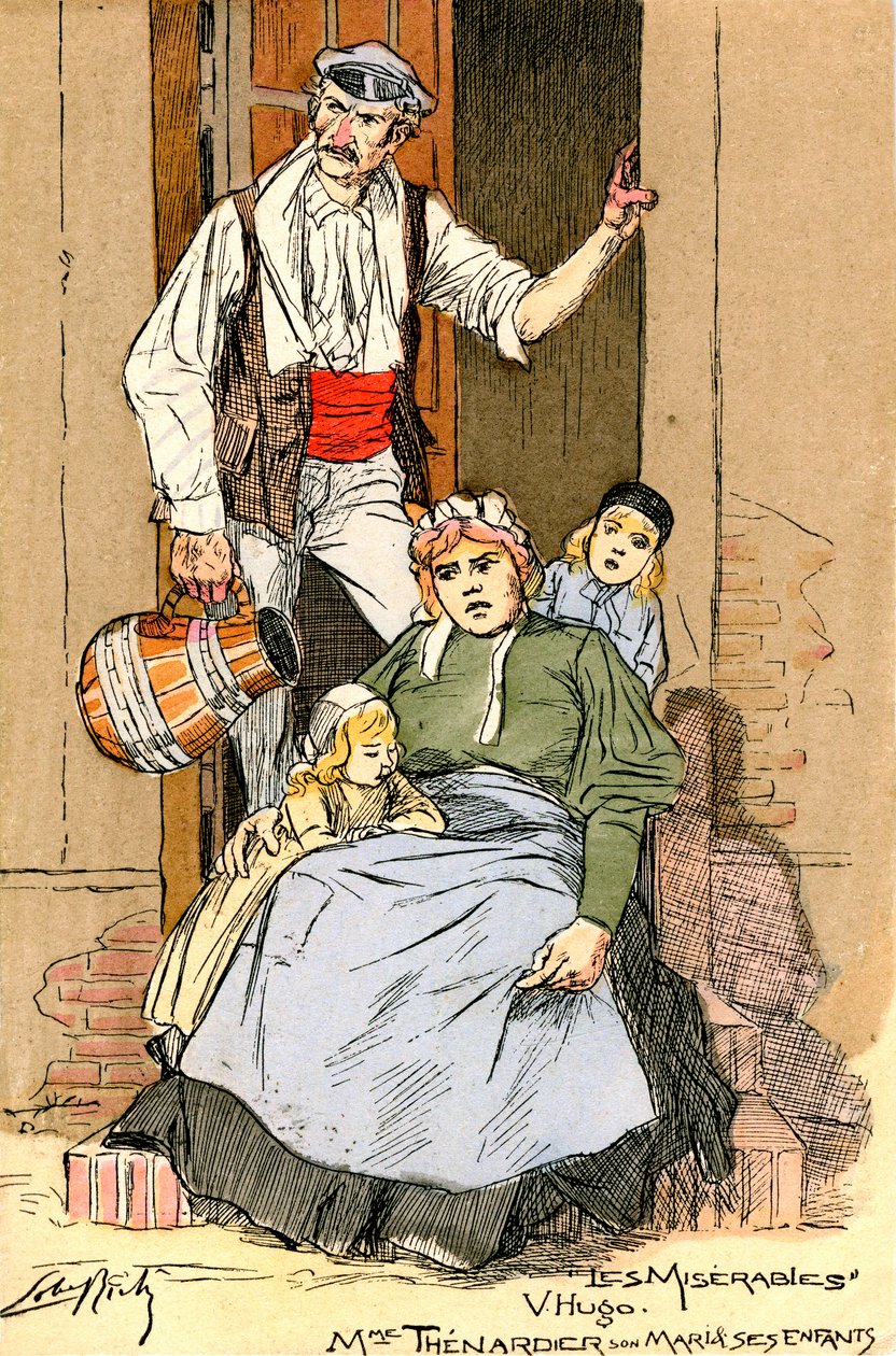 Illustration for Les Miserables: Thenardier Family (engraving) by Almery Lobel Riche