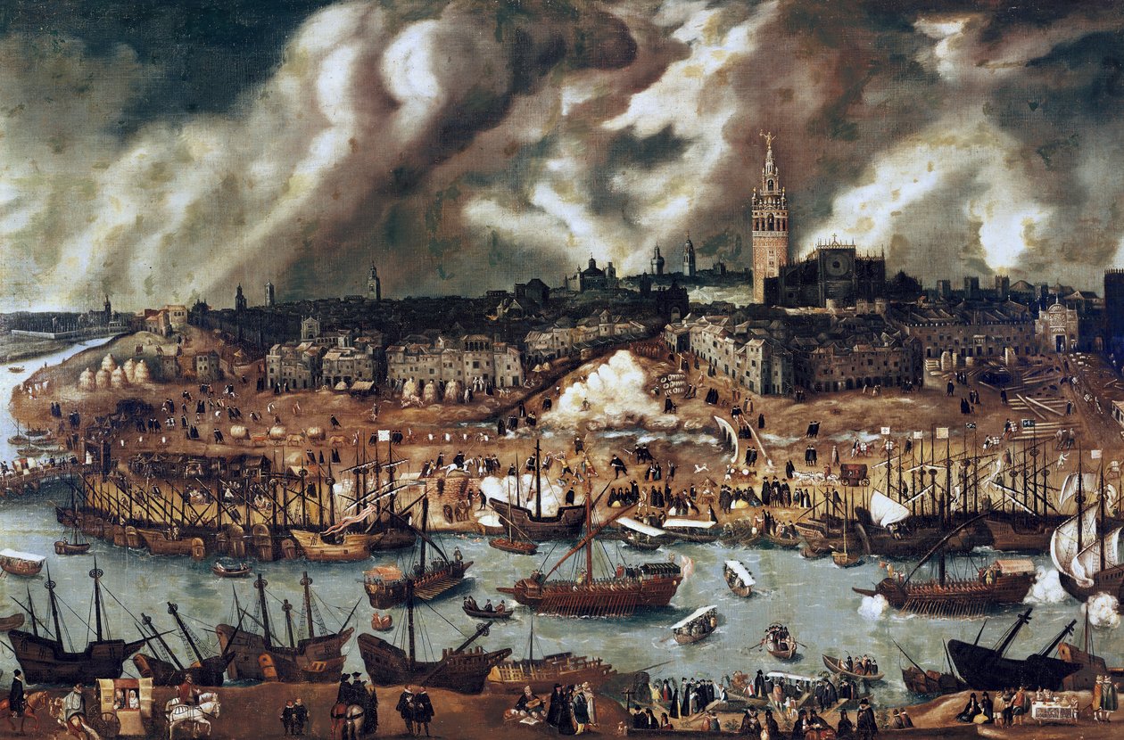 An Expedition Setting Out from Seville for America in 1498 by Alonso Sanchez Coello