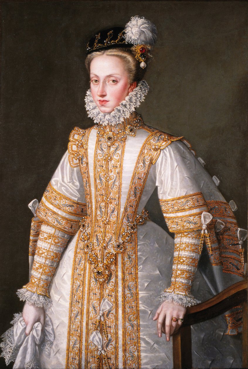 Portrait of Anna of Austria 1549-1580, Queen consort of Spain, 1571 by Alonso Sánchez Coello