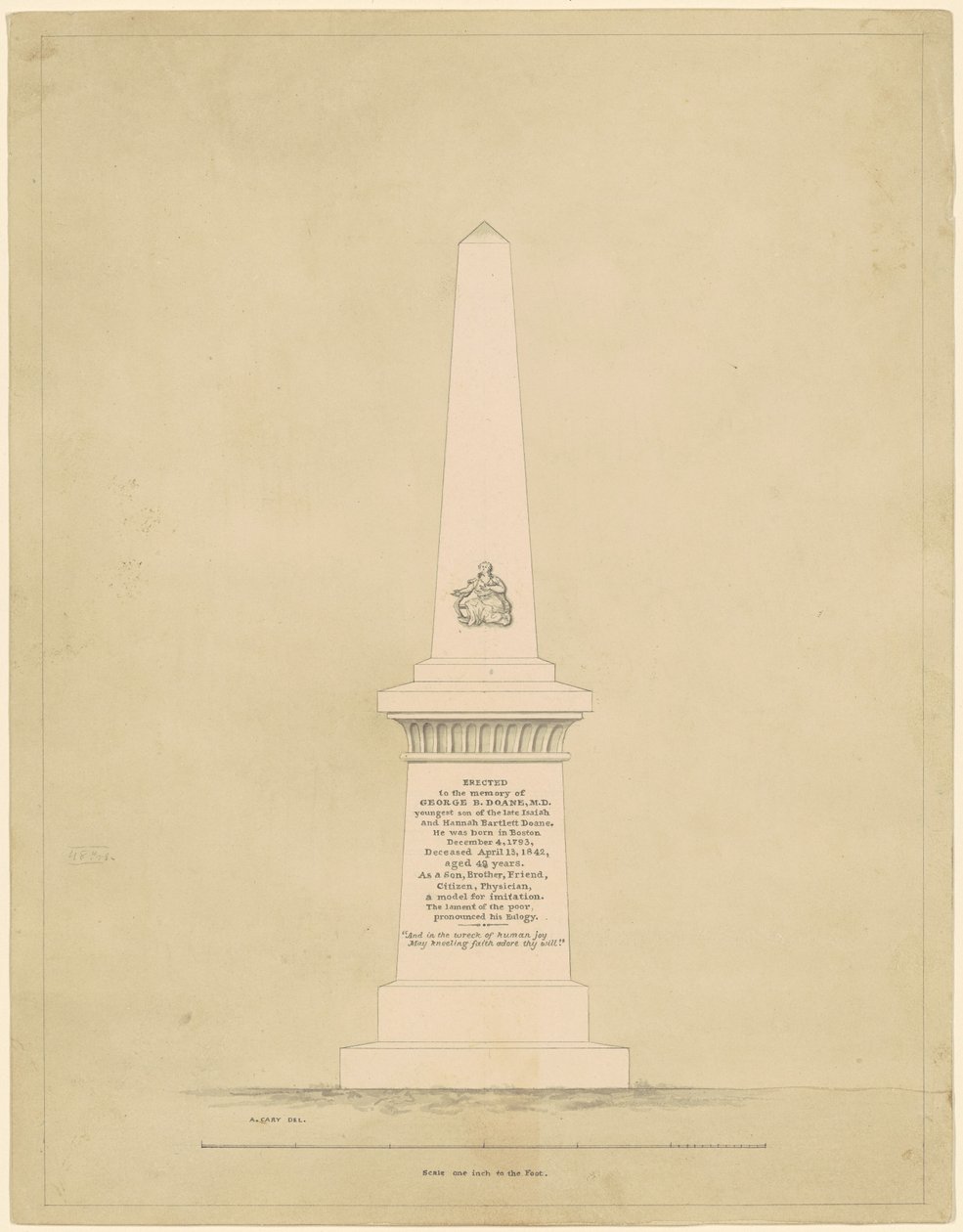Design for a Monument in Memory of George B. Doane by Alpheus Cary