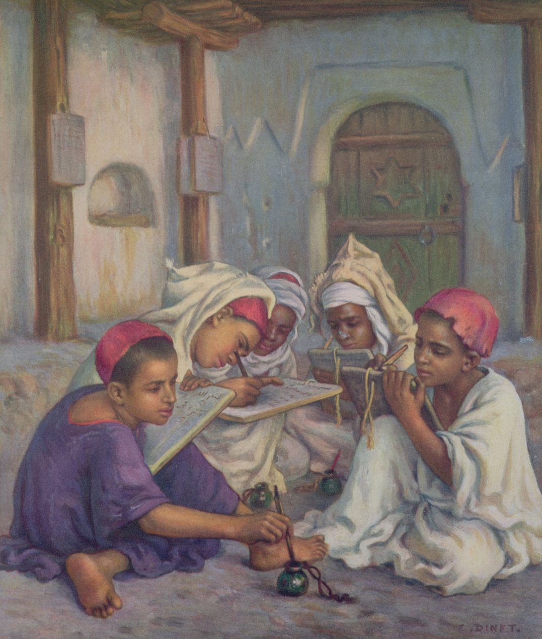 Writing Lesson in a Koranic School in an Algerian Village, 1918 by Alphonse Etienne Dinet