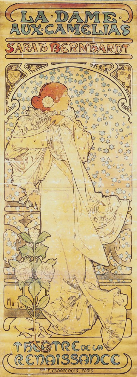 La Dame aux Camélias, with Sarah Bernhardt, 1890-1910 by Alphonse Mucha