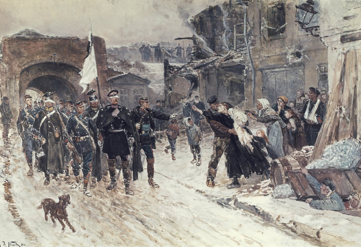 The Entrance into Belfort of the German Commander Bearing the Flag of Truce, 4th November 1870 by Alphonse Marie de Neuville