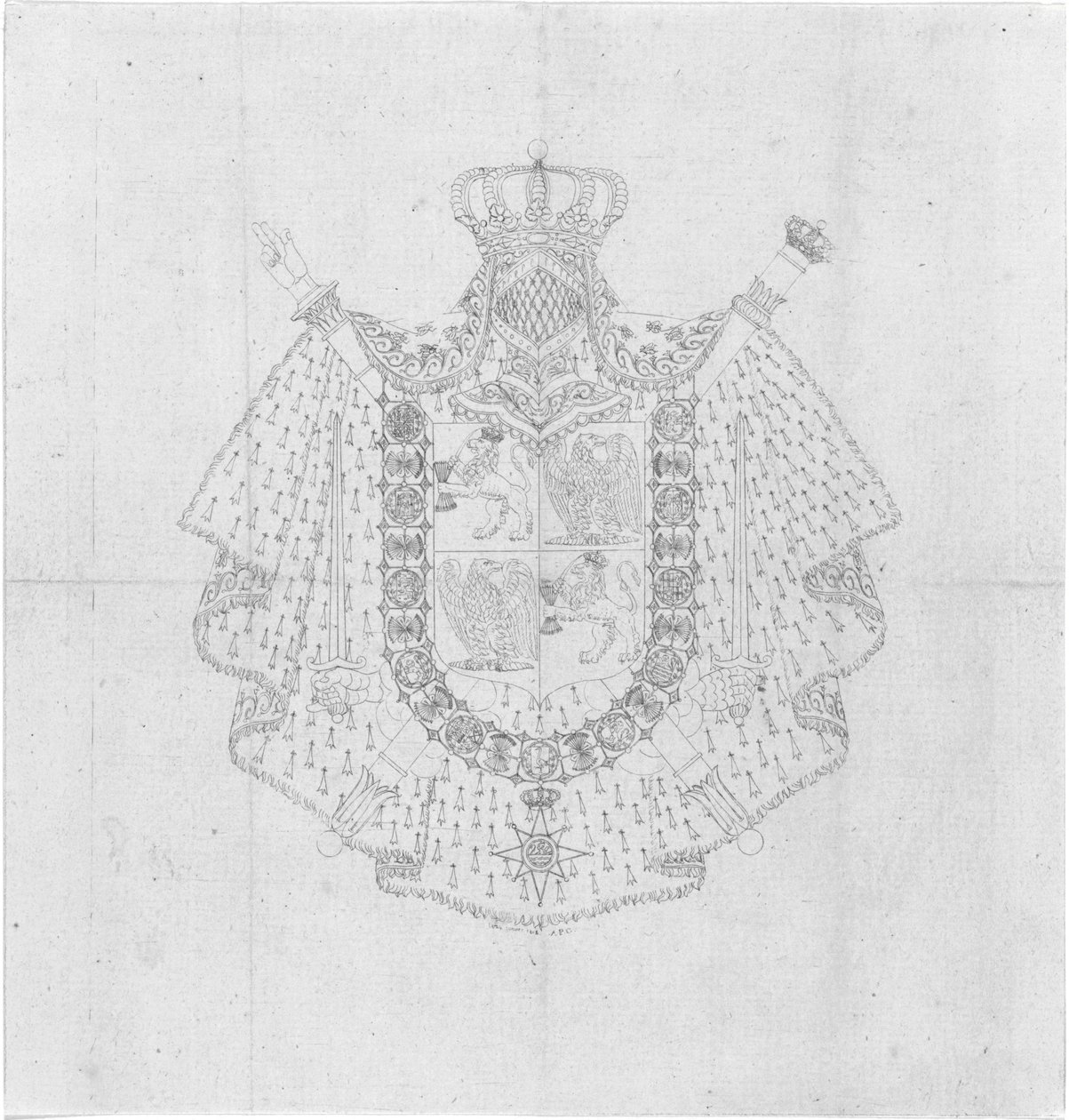 Design of the coat of arms of Louis Napoleon as ruler over the Kingdom of Holland by Alphonse Pierre Giraud