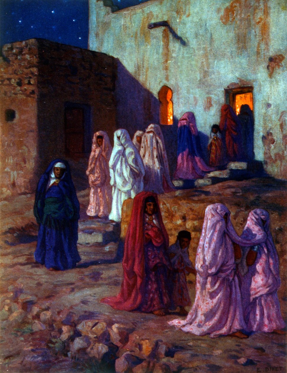 Illustration depicting Moslem Arab women celebrating 'Mawlid' (Birth of ...
