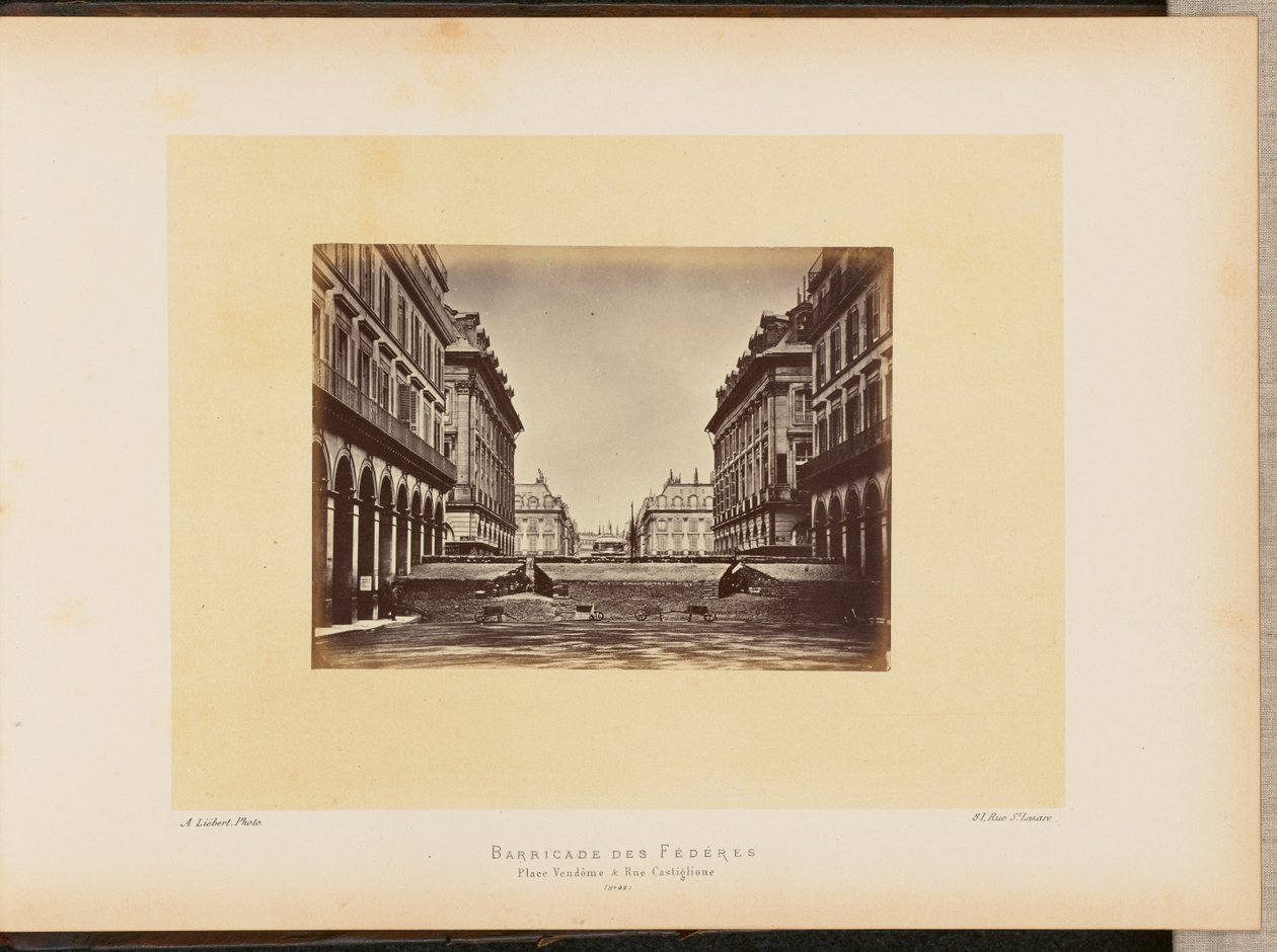 Barricade of the Federates, Place Vendôme and Rue Castiglione by Alphonse J. Liébert