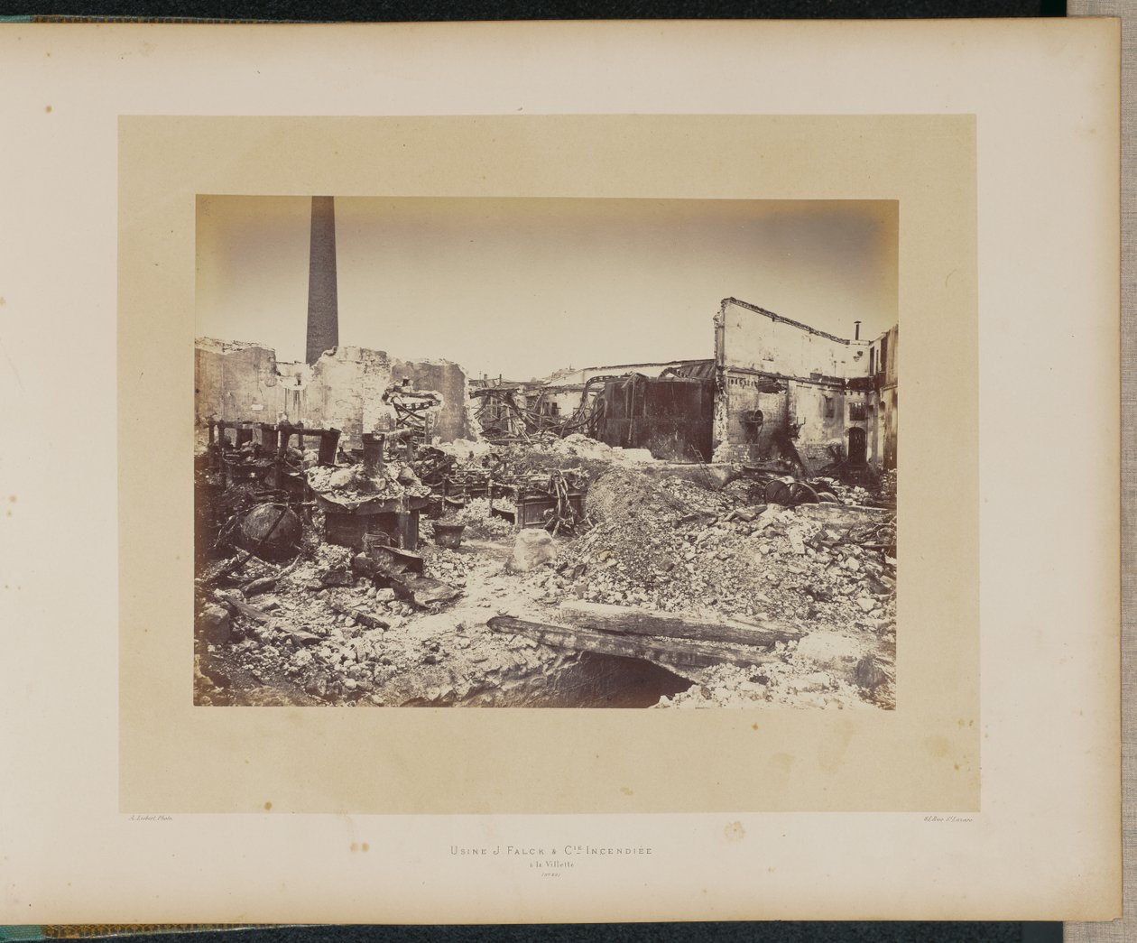 Factory J. Falck and Co. Burned, at La Villette by Alphonse J. Liébert