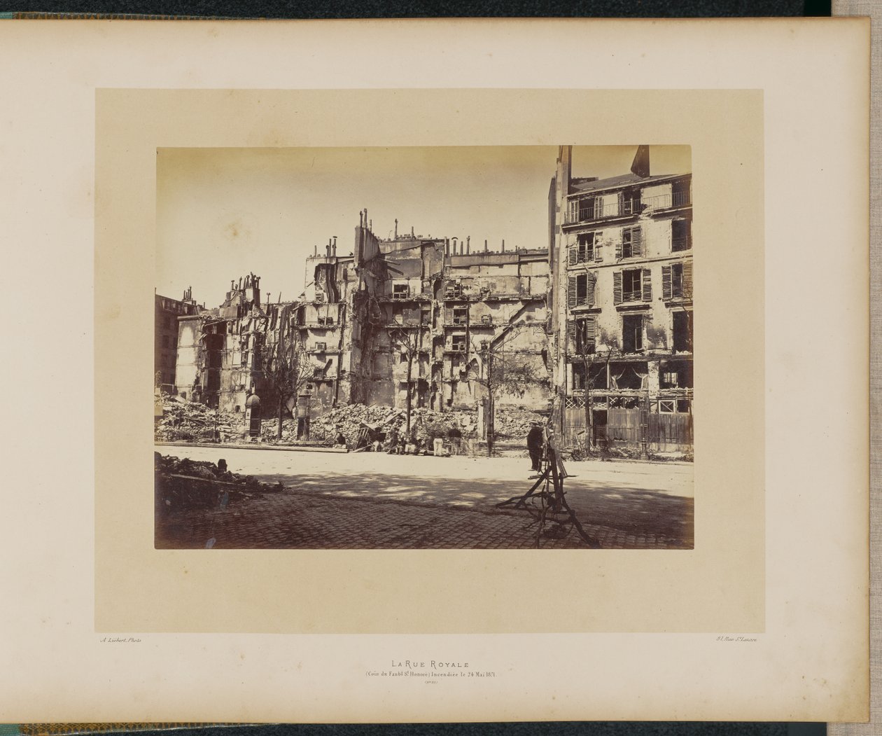 Rue Royale (corner of Faubourg Saint-Honoré) Burned on May 24, 1871 by Alphonse J. Liébert