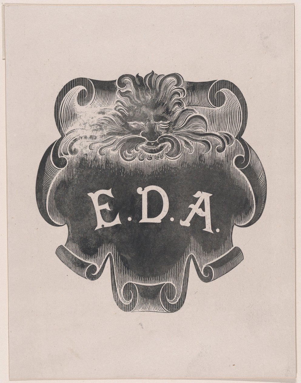 Counterproof of an Impression from a Name Plate for Edward D. Adams by Alphonse Legros