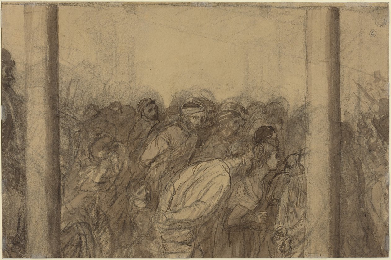 Crowd of People Seen between Two Columns by Alphonse Legros