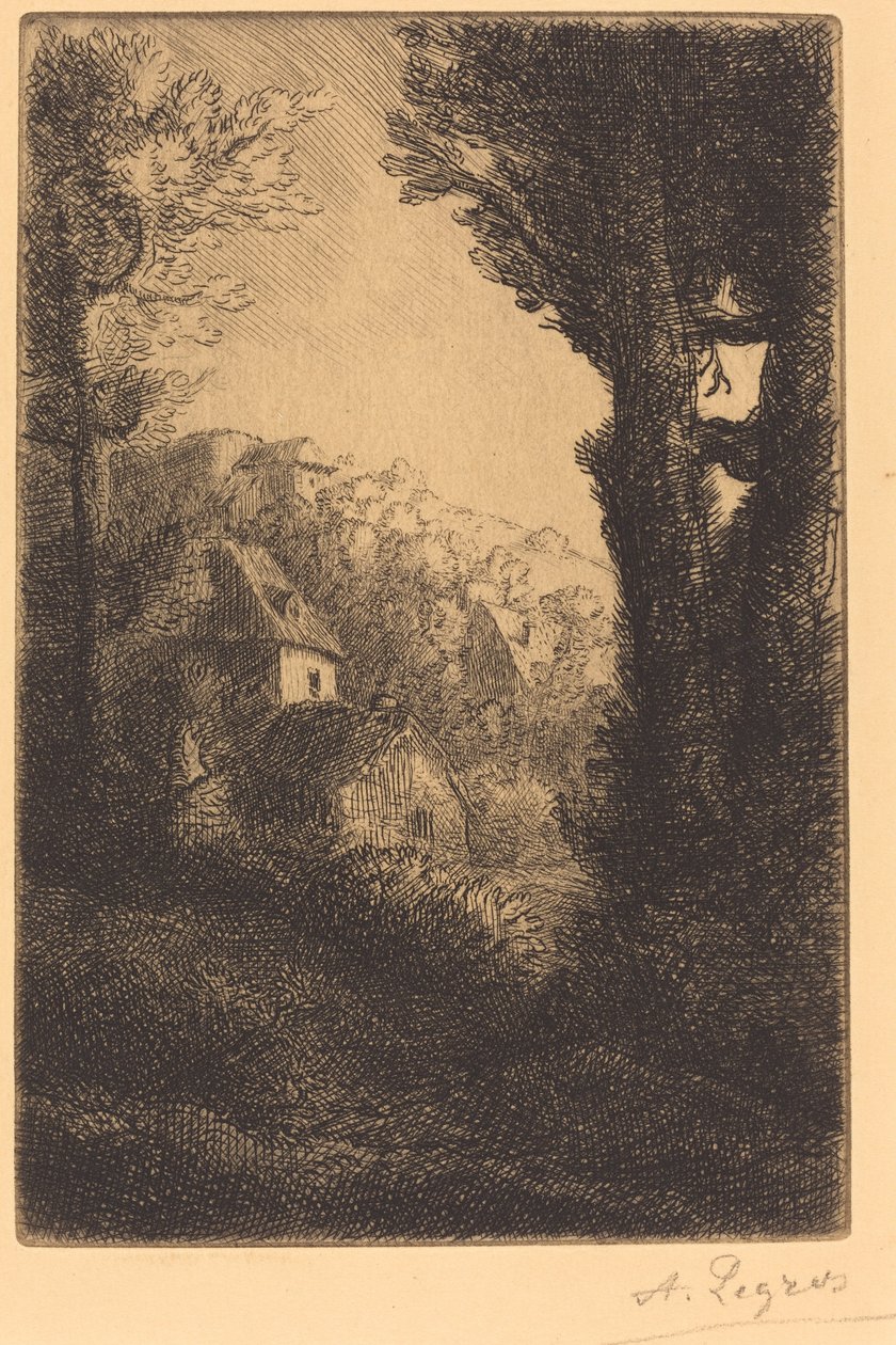 Farm on a Hillside in Sunlight by Alphonse Legros