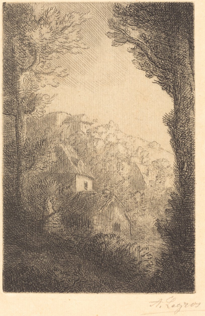 Farm on a Hillside in Sunlight (La ferme du coteau, Effet de soleil sur le coteau) by Alphonse Legros