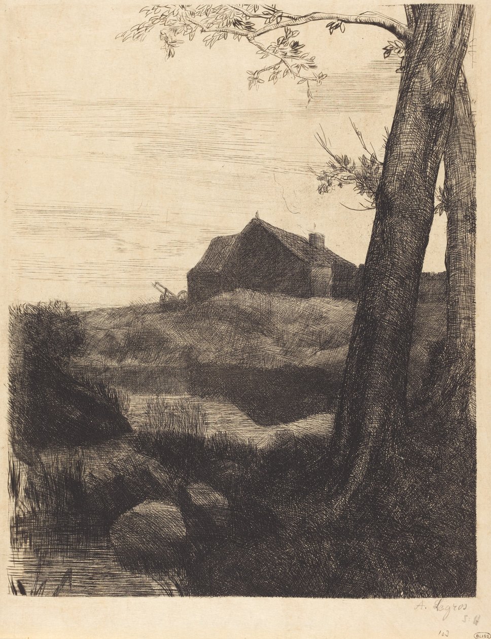 Farm with Large Tree by Alphonse Legros