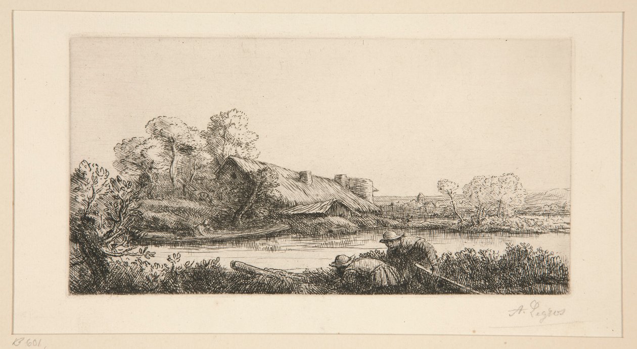 The Farm on the River: Evening Effect by Alphonse Legros