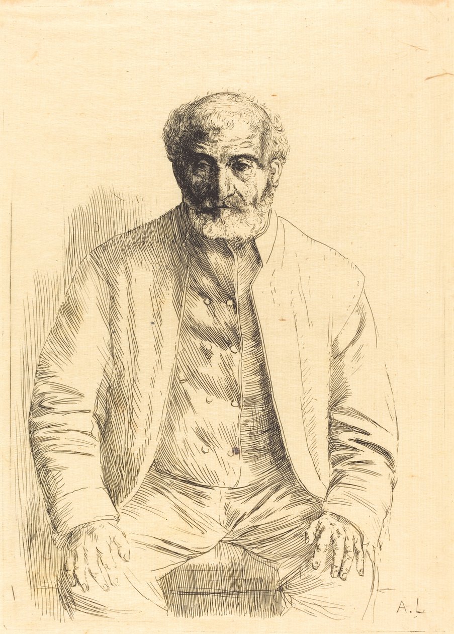 Old Man Seated by Alphonse Legros