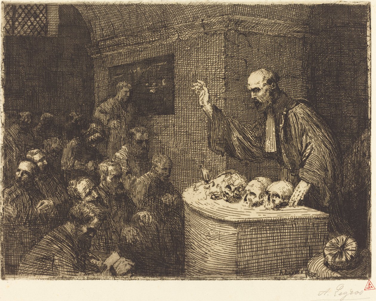 Phrenology Course, 2nd plate by Alphonse Legros