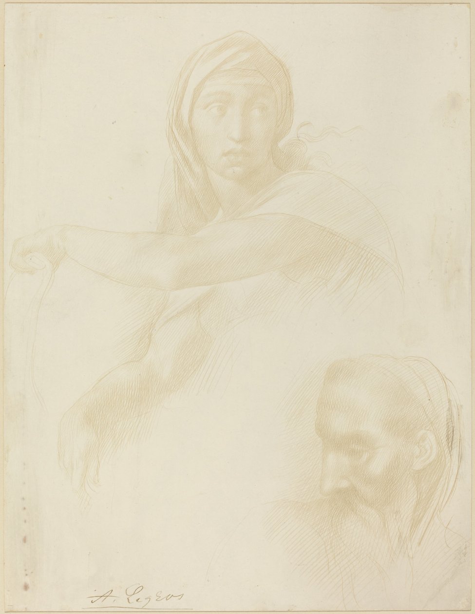 Study of Delphic Sibyl, Head of a Man by Alphonse Legros