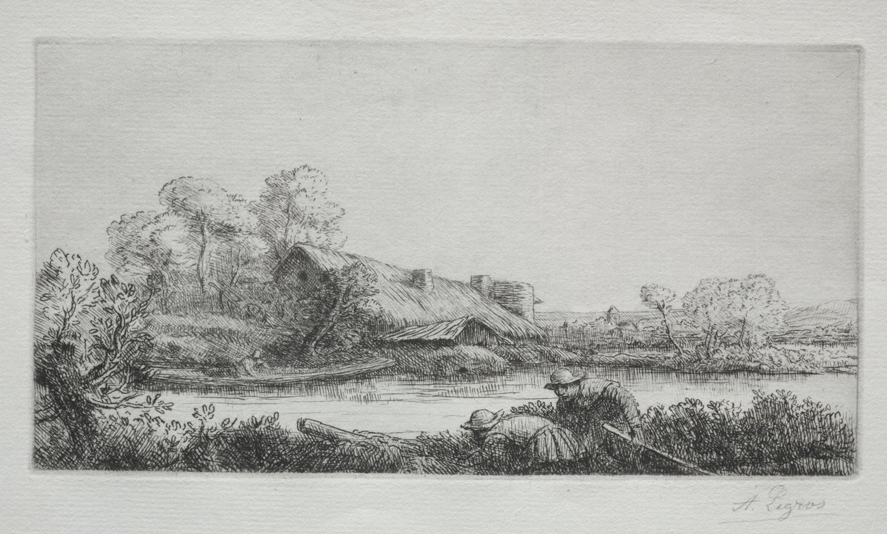 The Farm on the River: Evening Effect by Alphonse Legros