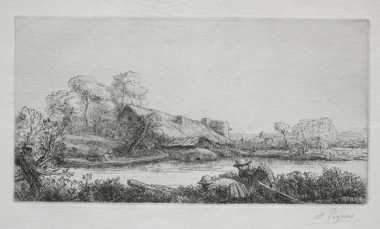 The Farm on the River: Evening Effect by Alphonse Legros