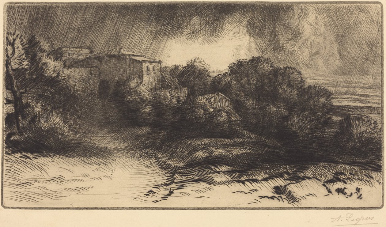 View of a Farm Seen in a Storm by Alphonse Legros