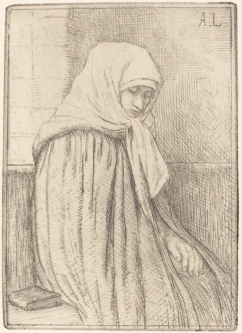 Young Peasant Seated in a Church by Alphonse Legros