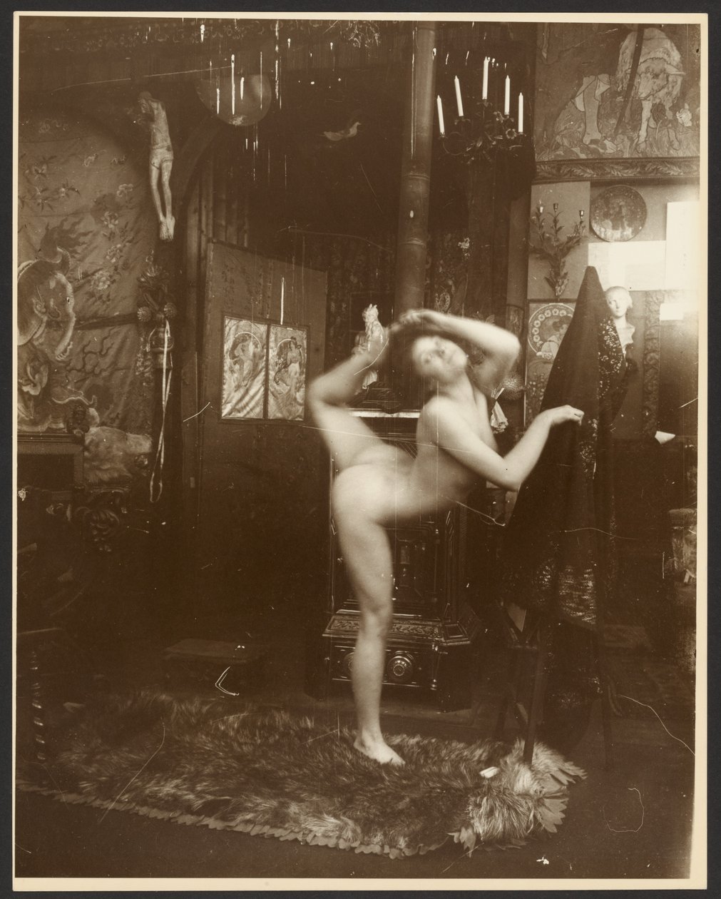 Nude Female Model as Ballerina, Paris by Alphonse Maria Mucha