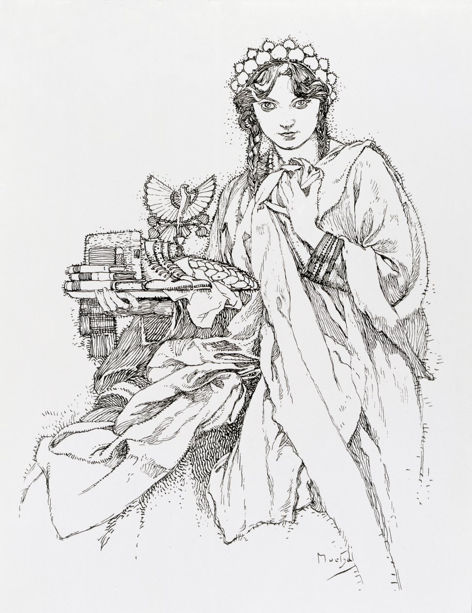 Advertising poster for Ian Amos Komensky Lodge by Alphonse Mucha