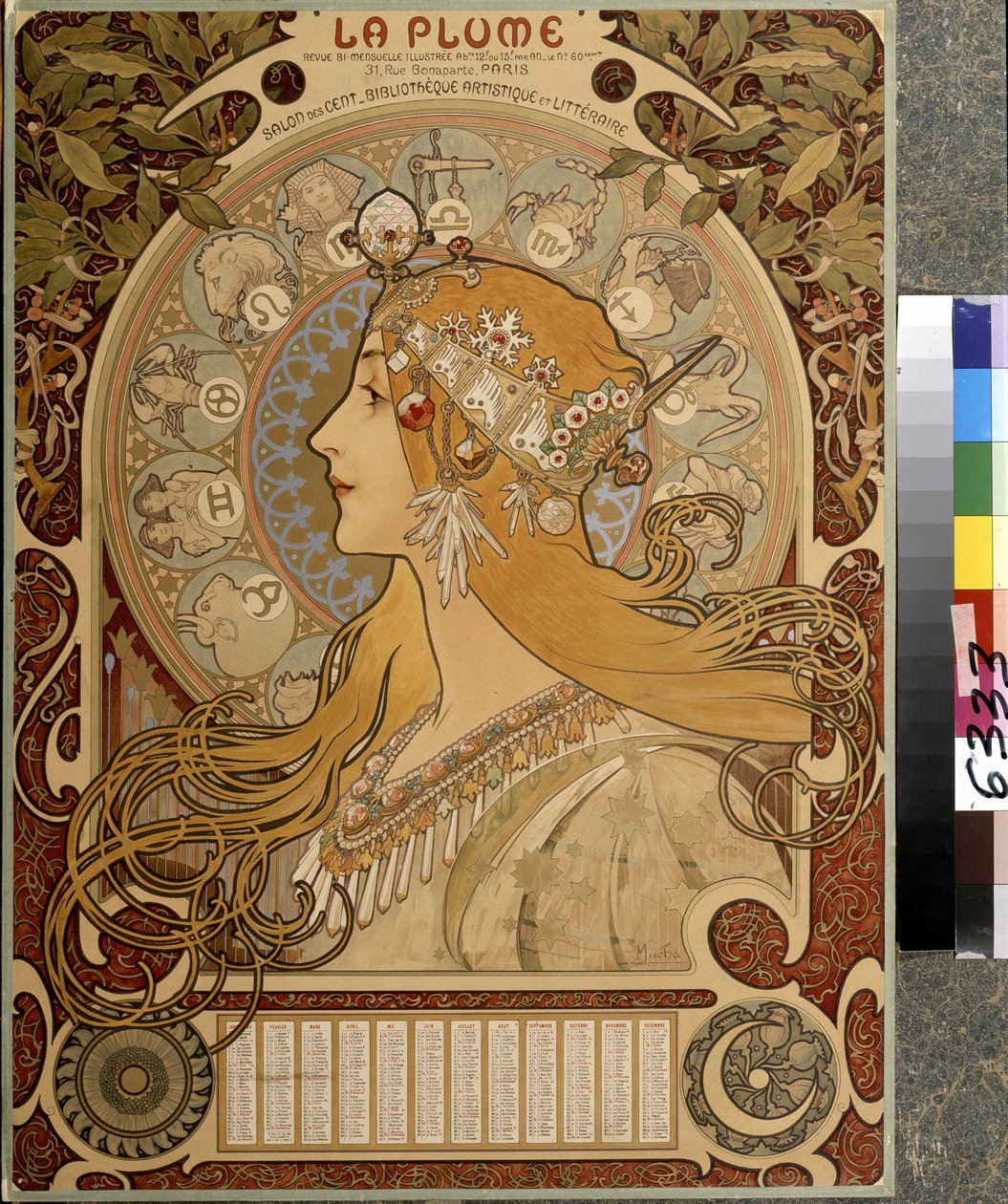 Calendar "La Plume", Bi-Monthly Illustrated Review of the Salon des Cent by Alphonse Marie Mucha