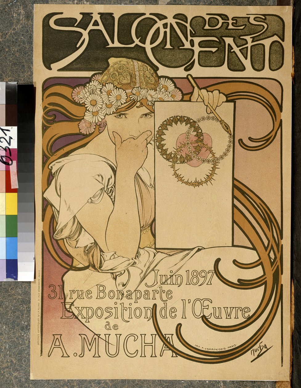 Poster Advertising the Exhibition of A. Mucha at the Salon des Cent, 31 rue Bonaparte, Paris, June 1897 by Alphonse Mucha
