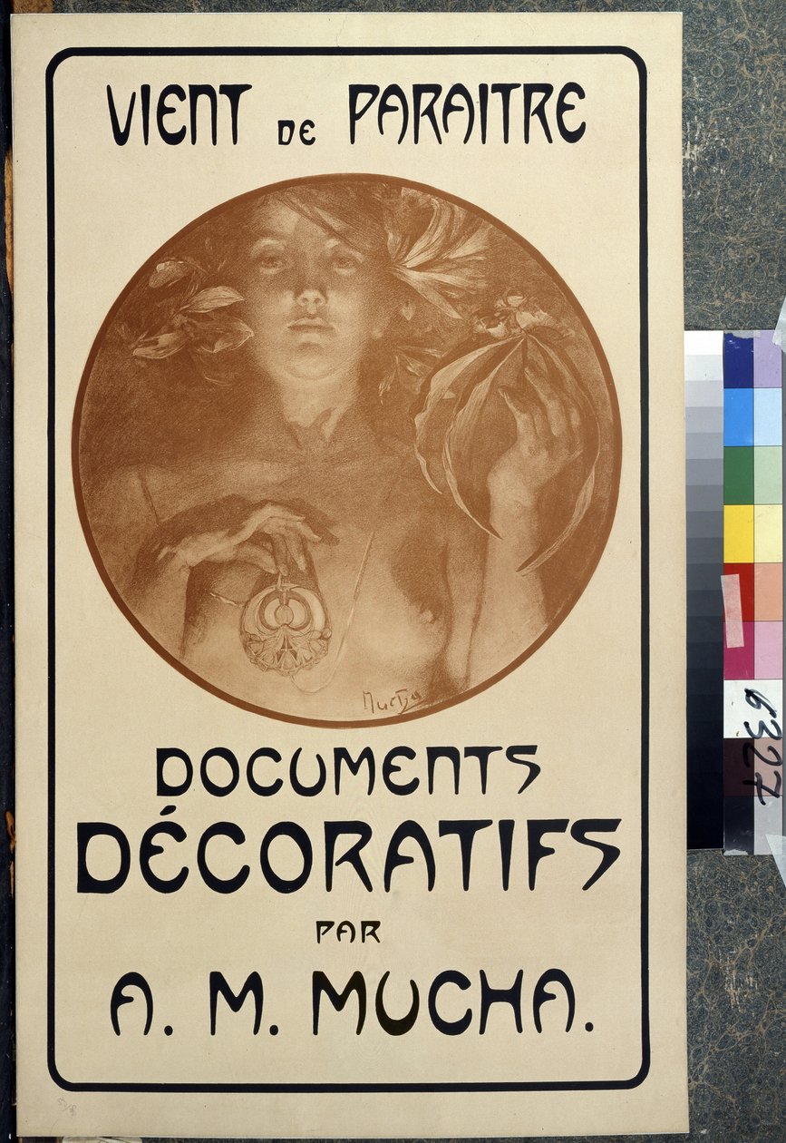 Advertisement for the Monograph "Documents Decoratifs by A. M. Mucha" by Alphonse Marie Mucha