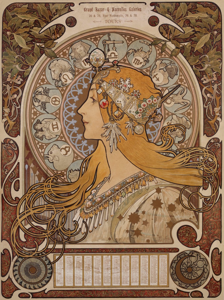 Zodiac, Grand Bazar & Nouvelles Galeries, Tours by Alphonse Mucha