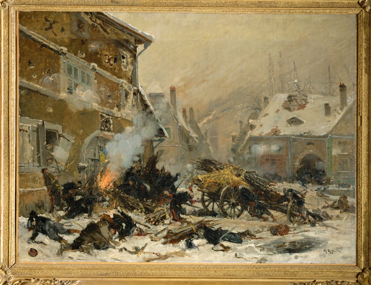 Attack on a Barricaded House in Villersexel, Army of the East by Alphonse Marie de Neuville