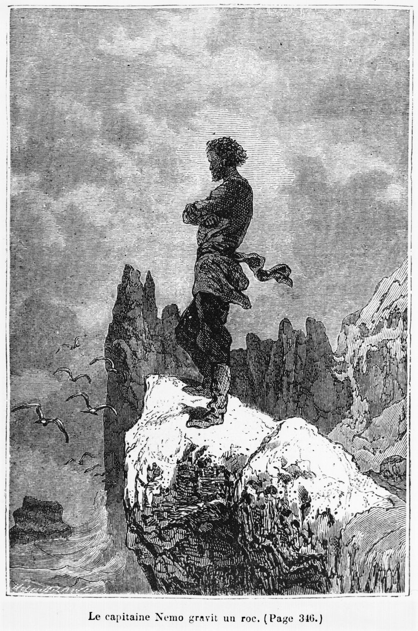 Captain Nemo Climbing a Rock, Illustration from 