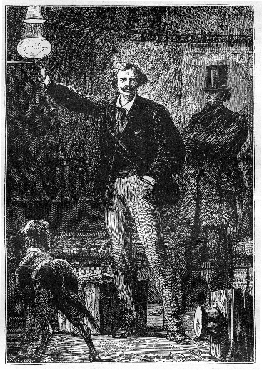 Illustration of the book “Around the Moon” by Jules Verne, Hetzel edition - Les voyages extraordinaire by Alphonse Marie de Neuville