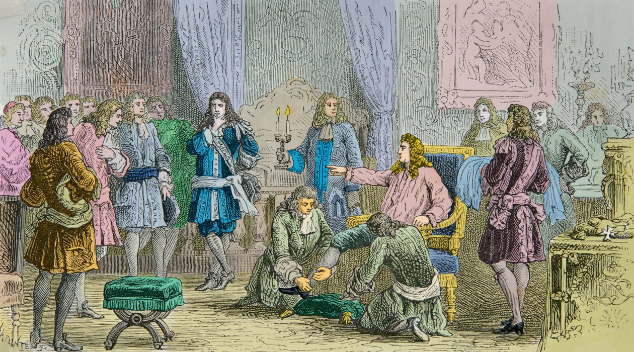 The rising of Louis XIV in the presence of courtiers by Alphonse Marie de Neuville