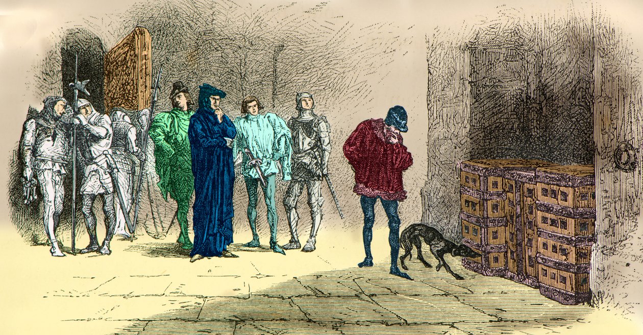 Louis XI in front of Cardinal de La Balue, prisoner by Alphonse Marie de Neuville